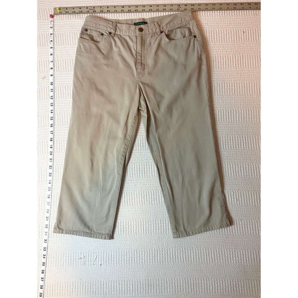 Lauren Ralph Lauren Khaki Crop Pants Tan Cotton Chino Size 8